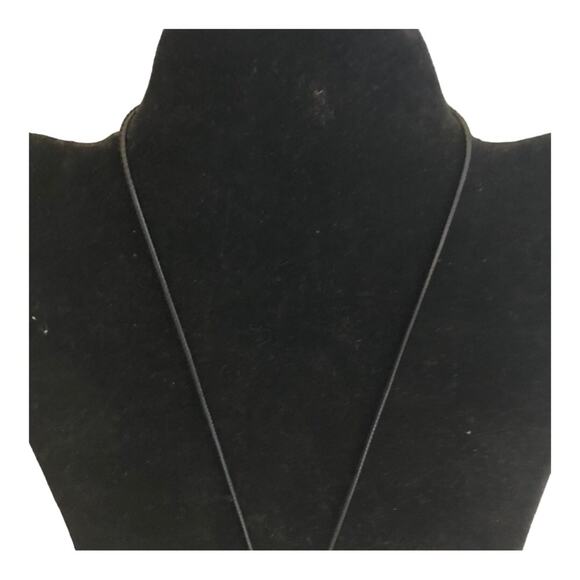 Boho Chic Minimalist Faux Gold Coated Black String Outline Pendant Necklace - Picture 5 of 10